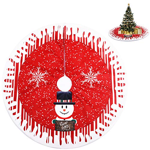 KATELUO Weihnachtsbaumdecke Rund, Filz Weihnachtsbaum Rock, Weihnachtsbaum Schürze, Weihnachtsbaum Teppich Rund mit Schneeflocke, Santa Design (Rot, 80cm) von KATELUO