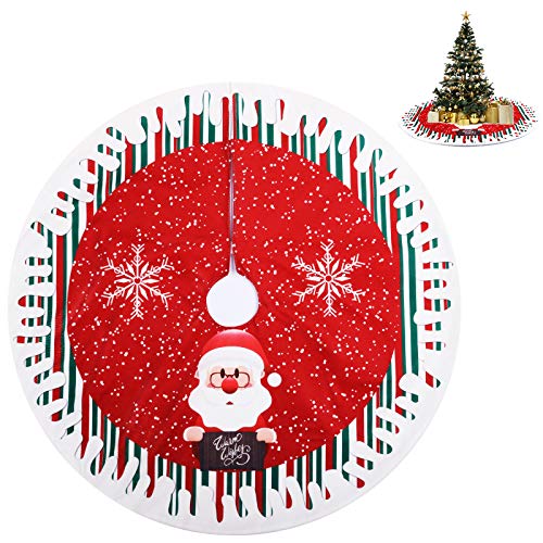 KATELUO Weihnachtsbaumdecke Rund, Filz Weihnachtsbaum Rock, Weihnachtsbaum Schürze, Weihnachtsbaum Teppich Rund mit Schneeflocke, Schneemann Design (Rot, 80cm) von KATELUO