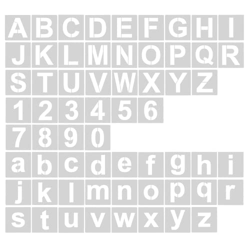 Schablone Buchstaben, 62 pcs Buchstaben Schablone, Zahlenschablonen, Kunststoff Buchstaben Schablonen, Alphabet Schablonen zum Malen, Buchstabenvorlagen, für Malerei, Craft DIY Writing Schablone Buchstaben, 62 pcs Buchstaben Schablone, Zahlenschablonen, Kunststoff Buchstaben Schablonen, Alphabet Schablonen zum Malen, Buchstabenvorlagen, für Malerei, Craft DIY Writing von KATELUO