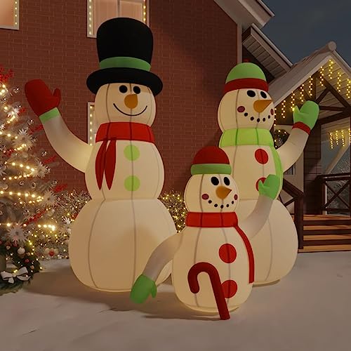 Aufblasbare Schneemann-Familie mit LEDs 500 cm Festtags-Dekoartikel Weihnachtsbeleuchtung von KATERYY