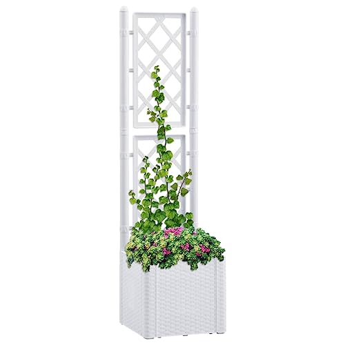 Garten-Hochbeet mit Spalier und Selbstbewässerungssystem Weiß Gartenpflege von KATERYY