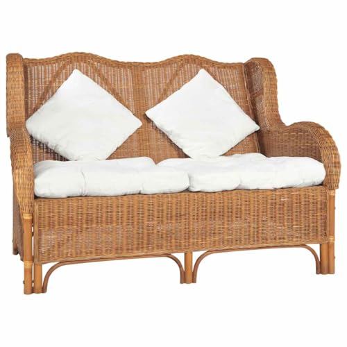 KATERYY 2-Sitzer-Sofa Hellbraun Natur Rattan und Leinen Möbel Wohnzimmer KATERYY 2-Sitzer-Sofa Hellbraun Natur Rattan und Leinen Möbel Wohnzimmer von KATERYY