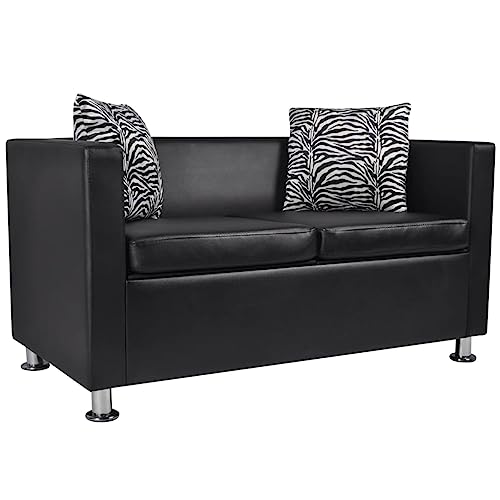 KATERYY 2-Sitzer-Sofa Kunstleder Schwarz Möbel Wohnzimmer KATERYY 2-Sitzer-Sofa Kunstleder Schwarz Möbel Wohnzimmer von KATERYY