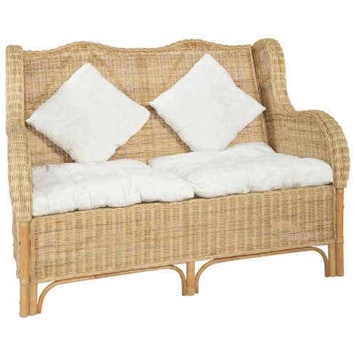 KATERYY 2-Sitzer-Sofa Natur Rattan und Leinen Möbel Wohnzimmer KATERYY 2-Sitzer-Sofa Natur Rattan und Leinen Möbel Wohnzimmer von KATERYY