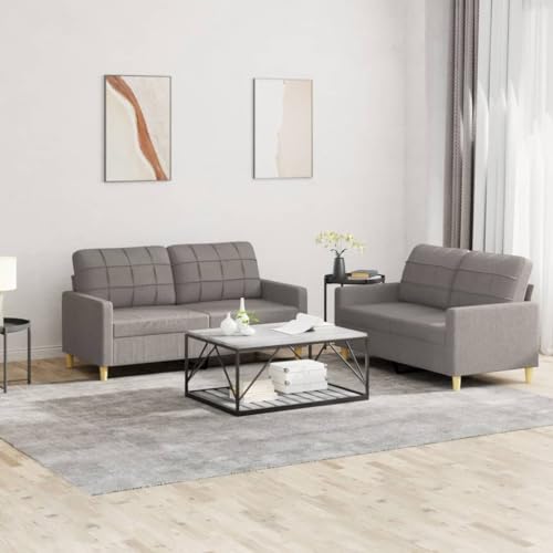 KATERYY 2-TLG. Sofagarnitur mit Kissen Taupe Stoff Möbel Wohnzimmer von KATERYY