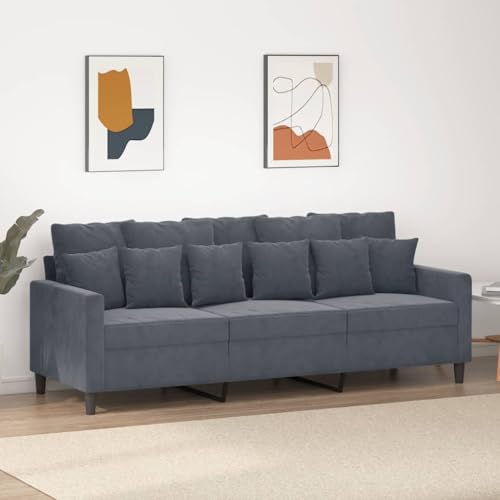 KATERYY 3-Sitzer-Sofa Dunkelgrau 180 cm Samt Möbel Wohnzimmer von KATERYY