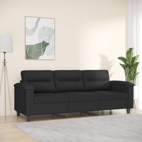 KATERYY 3-Sitzer-Sofa Schwarz 180 cm Mikrofasergewebe Möbel Wohnzimmer von KATERYY