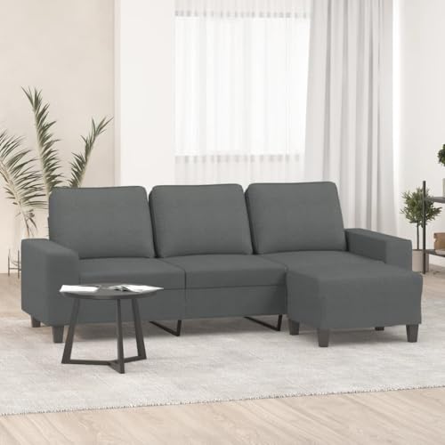 KATERYY 3-Sitzer-Sofa mit Hocker Dunkelgrau 180 cm Stoff Möbel Wohnzimmer von KATERYY