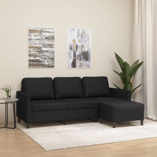 KATERYY 3-Sitzer-Sofa mit Hocker Schwarz 180 cm Kunstleder Möbel Wohnzimmer KATERYY 3-Sitzer-Sofa mit Hocker Schwarz 180 cm Kunstleder Möbel Wohnzimmer von KATERYY