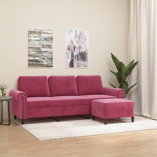 KATERYY 3-Sitzer-Sofa mit Hocker Weinrot 180 cm Samt Möbel Wohnzimmer KATERYY 3-Sitzer-Sofa mit Hocker Weinrot 180 cm Samt Möbel Wohnzimmer von KATERYY