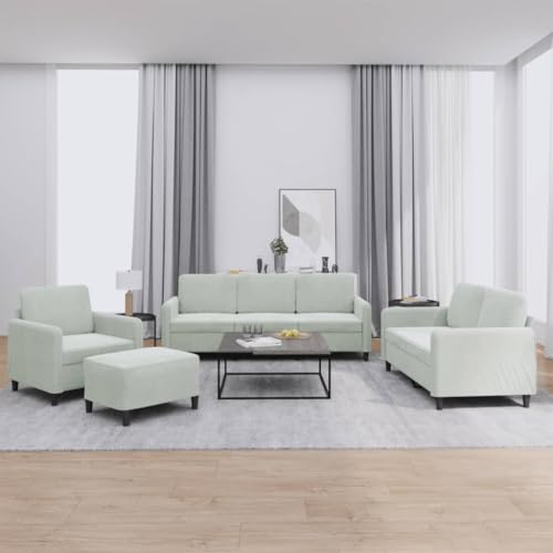 KATERYY 4-TLG. Sofagarnitur Hellgrau Samt Möbel Wohnzimmer von KATERYY