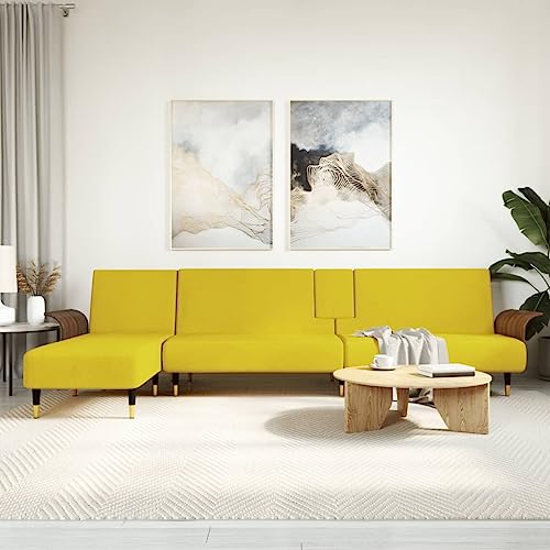 KATERYY Anbausofas for das Wohnzimmer, Bequeme Sitz- und Schlaflösung, leicht zu reinigen, Dicke Schaumstoffpolsterung for den Fernsehbegleiter, vielseitiger Komfort for Wohnräume(Color:Gelb) von KATERYY