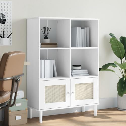 KATERYY Bücherschrank SENJA Rattan-Look Weiß 90x35x130 cm Kiefernholz,Weißes Kiefernholz Bücherregal mit großer Kapazität und UVLackierung Wohnzimmer, Bücherregale & Bücherschränke KATERYY Bücherschrank SENJA Rattan-Look Weiß 90x35x130 cm Kiefernholz,Weißes Kiefernholz Bücherregal mit großer Kapazität und UVLackierung Wohnzimmer, Bücherregale & Bücherschränke von KATERYY