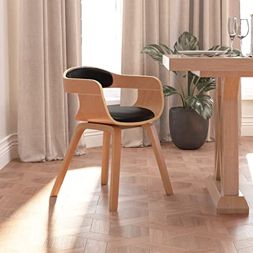 KATERYY Dining Table Kitchen Chairs Set Rustic Style Seating Comfortable Dining Material Chairs Ergonomic Support Breathable Sturdy(Color:Schwarz und Hellbraun) von KATERYY