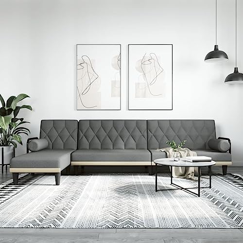 KATERYY Schlafsofa in L-Form Dunkelgrau 260x140x70 cm Stoff Möbel Wohnzimmer von KATERYY