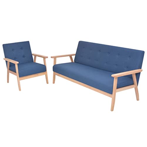 KATERYY Sofagarnitur 2-TLG. Stoff Blau Möbel Wohnzimmer von KATERYY