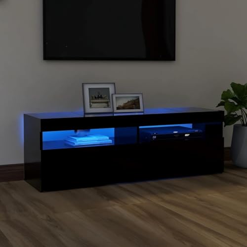 KATERYY TV-Schrank mit LED-Leuchten Schwarz 120x35x40 cm TV-Bänke Möbel von KATERYY