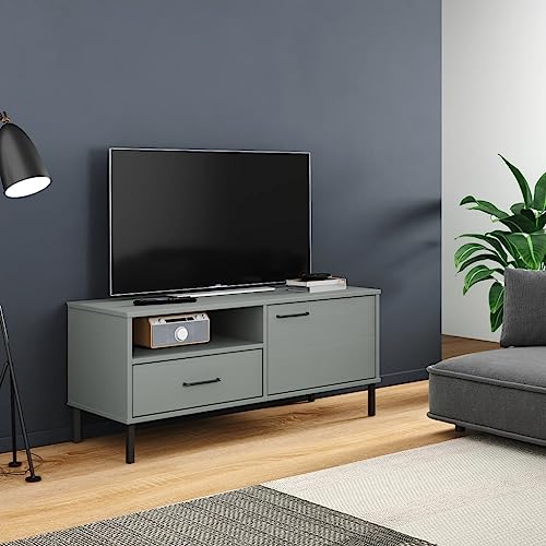 KATERYY TV-Schrank mit Metallbeinen Grau Massivholz Kiefer TV-Bänke Möbel KATERYY TV-Schrank mit Metallbeinen Grau Massivholz Kiefer TV-Bänke Möbel von KATERYY