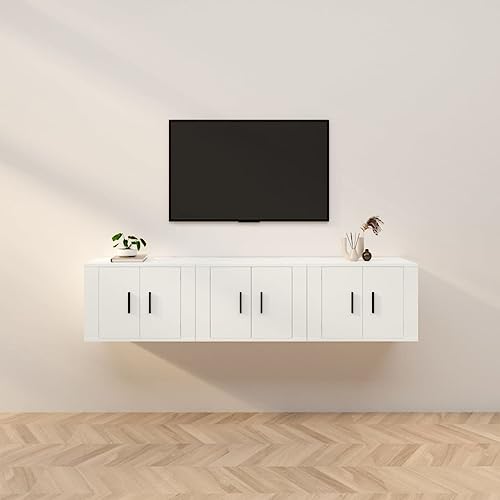 KATERYY TV-Wandschränke 3 STK. Weiß 57x34 TV-Bänke Möbel von KATERYY