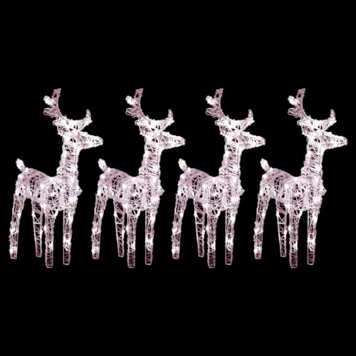 LED-Rentiere 4 STK. Warmweiß 160 LEDs Acryl Festtags-Dekoartikel Weihnachtsbeleuchtung von KATERYY