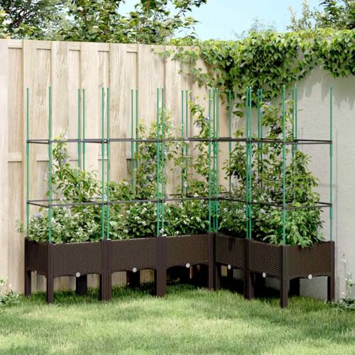 Pflanzkübel mit Rankgitter Braun 160x120x142 Gartenpflege von KATERYY