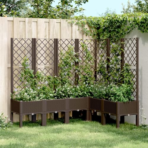 Pflanzkübel mit Rankgitter Braun 160x120x142 cm PP Gartenpflege von KATERYY