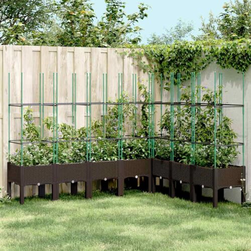 Pflanzkübel mit Rankgitter Braun 200x160x142 Gartenpflege von KATERYY