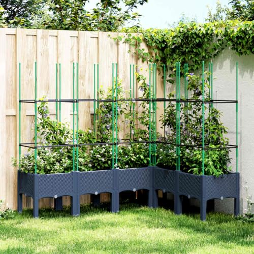 Pflanzkübel mit Rankgitter Grau 160x120x142 Gartenpflege von KATERYY
