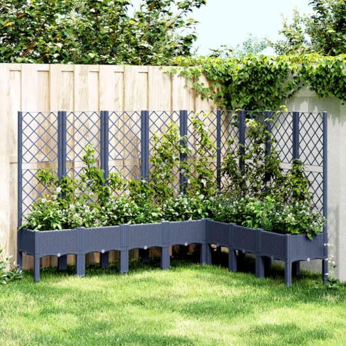 Pflanzkübel mit Rankgitter Grau 200x160x142 cm PP Gartenpflege von KATERYY