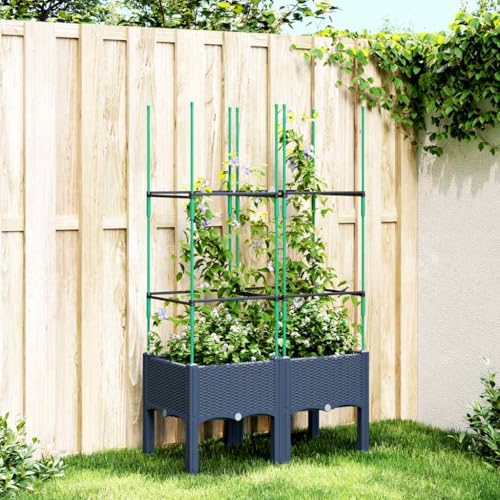 Pflanzkübel mit Rankgitter Grau 80x40x142 Gartenpflege von KATERYY