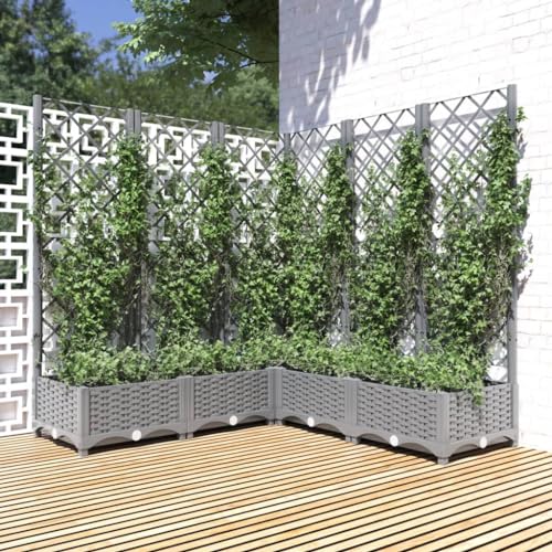 Pflanzkübel mit Rankgitter Hellgrau 120x120x121 Gartenpflege Pflanzkübel mit Rankgitter Hellgrau 120x120x121 Gartenpflege von KATERYY