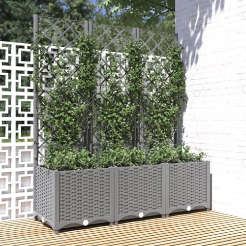 Pflanzkübel mit Rankgitter Hellgrau 120x40x136 cm PP Gartenpflege Pflanzkübel mit Rankgitter Hellgrau 120x40x136 cm PP Gartenpflege von KATERYY