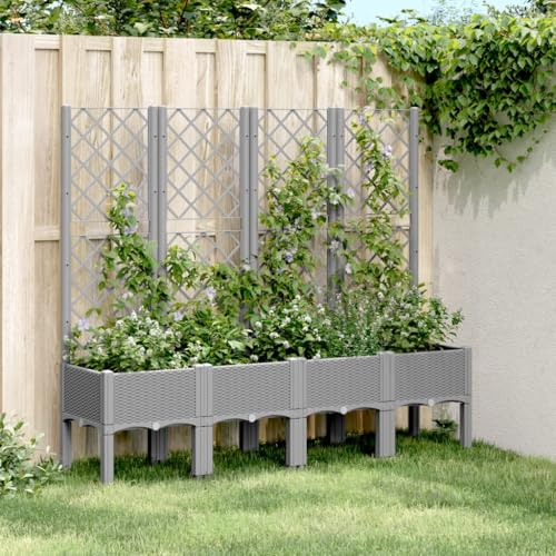 Pflanzkübel mit Rankgitter Hellgrau 160x40x142 cm PP Gartenpflege Pflanzkübel mit Rankgitter Hellgrau 160x40x142 cm PP Gartenpflege von KATERYY