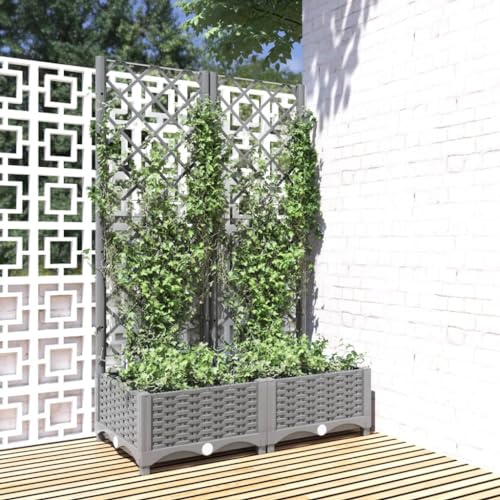 Pflanzkübel mit Rankgitter Hellgrau 80x40x121 Gartenpflege Pflanzkübel mit Rankgitter Hellgrau 80x40x121 Gartenpflege von KATERYY