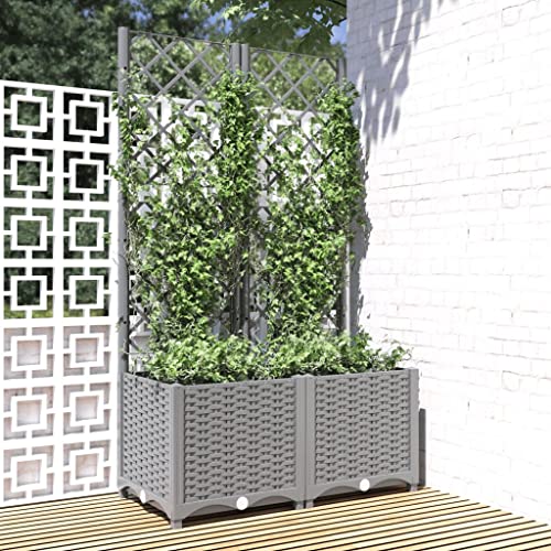 Pflanzkübel mit Rankgitter Hellgrau 80x40x136 cm PP Gartenpflege Pflanzkübel mit Rankgitter Hellgrau 80x40x136 cm PP Gartenpflege von KATERYY