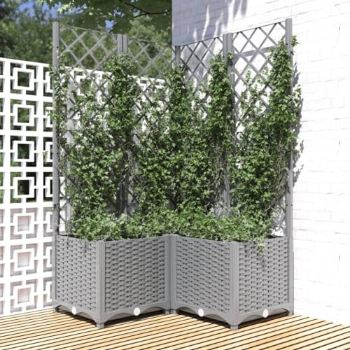 Pflanzkübel mit Rankgitter Hellgrau 80x80x136 cm PP Gartenpflege Pflanzkübel mit Rankgitter Hellgrau 80x80x136 cm PP Gartenpflege von KATERYY