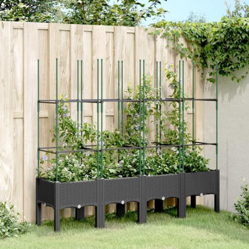 Pflanzkübel mit Rankgitter Schwarz 160x40x142 Gartenpflege von KATERYY