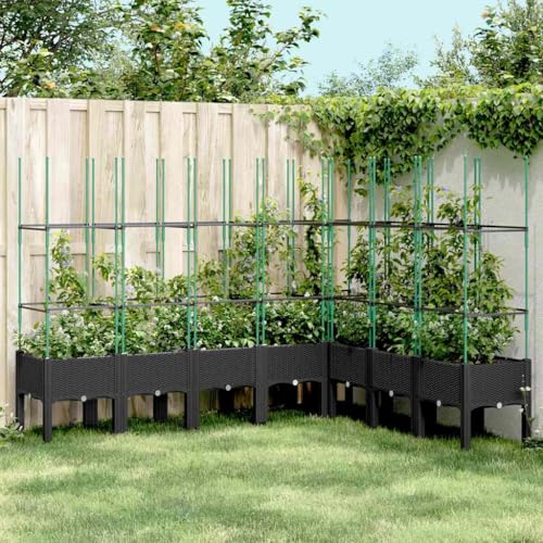 Pflanzkübel mit Rankgitter Schwarz 200x160x142 Gartenpflege von KATERYY
