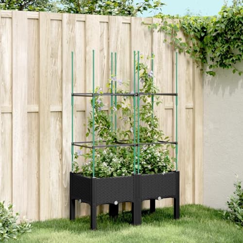 Pflanzkübel mit Rankgitter Schwarz 80x40x142 Gartenpflege von KATERYY