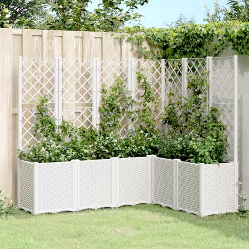 Pflanzkübel mit Rankgitter Weiß 160x120x140 cm PP Gartenpflege von KATERYY