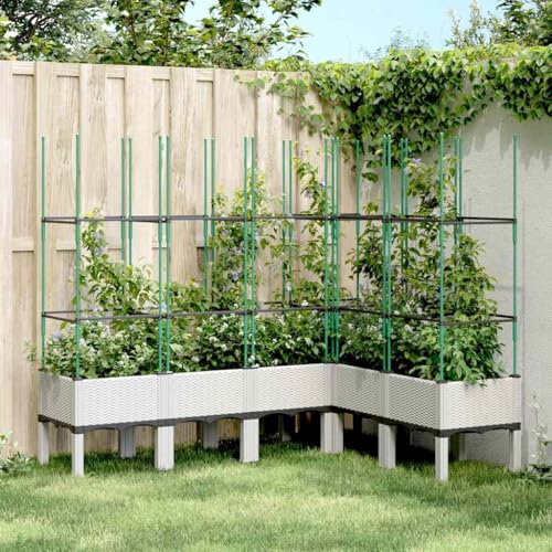 Pflanzkübel mit Rankgitter Weiß 160x120x142 Gartenpflege von KATERYY