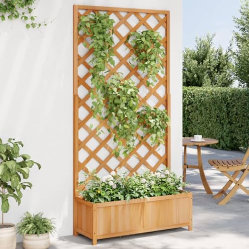 Pflanzkübel mit Spalier Braun Massivholz Tanne Gartenpflege von KATERYY