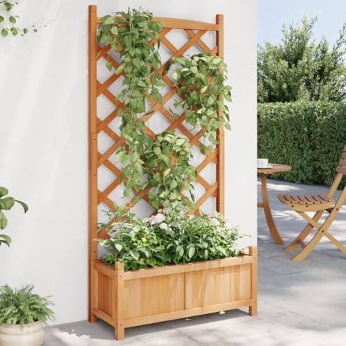 Pflanzkübel mit Spalier Braun Massivholz Tanne Gartenpflege von KATERYY