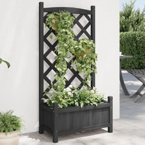Pflanzkübel mit Spalier Schwarz Massivholz Tanne Gartenpflege von KATERYY