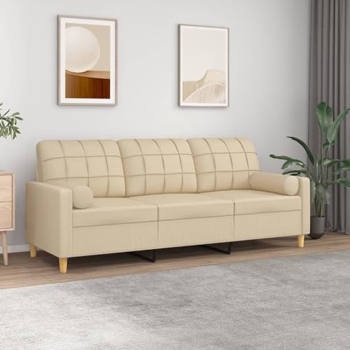 Schlafsofa-Sofas for Wohnzimmermöbel, vielseitige Sitz- und Schlaflösung, auffällige multifunktionale Couch, einfache Montage for städtische Raumlösungen(Color:Creme 3-Sitzer-Sofa,Size:198 x 77 x 80 c von KATERYY