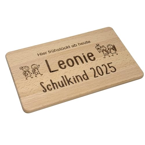 Frühstücksbrett Brotbrett fürs Schulkind zum Schulanfang (Jahreszahl personalisiert) von KATINGA