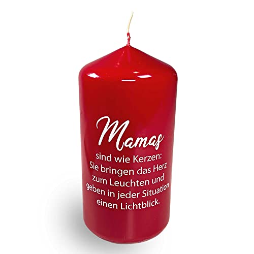 KATINGA Kerze für Mama - ein besonderes Geschenk, Stumpenkerze 13cm (rot - Mama Text) von KATINGA
