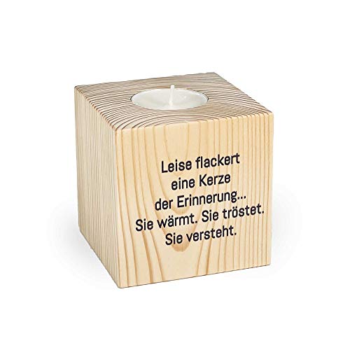 KATINGA Teelichthalter Gedenken, 8x8x8cm, Leise (Motiv 4) von KATINGA