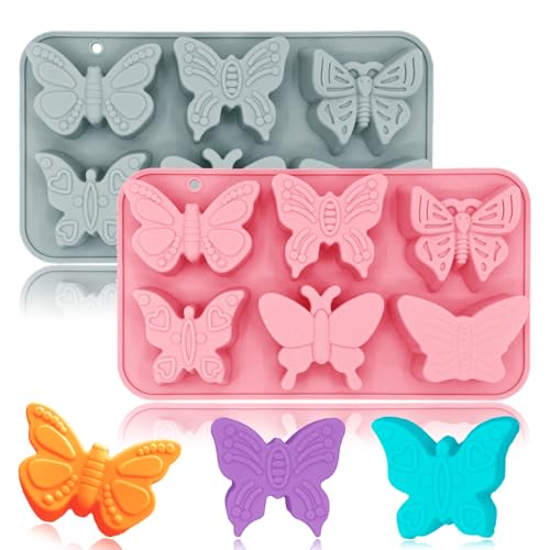 2 Stück Schmetterling Silikonformen Ostern 3D Schmetterling Thematisch Backen Form Tablett DIY Backen Werkzeug für Schokolade Kuchen Dessert Süßigkeit Mousse Gebäck Seife Tortenaufleger von KATISHYRO