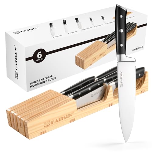 KATISUN Kombischublade Messeraufbewahrung, 6-teiliges Küchenmesserset, Deutscher Stahl 1.4028 Messerset, perfektes Messerset von KATISUN